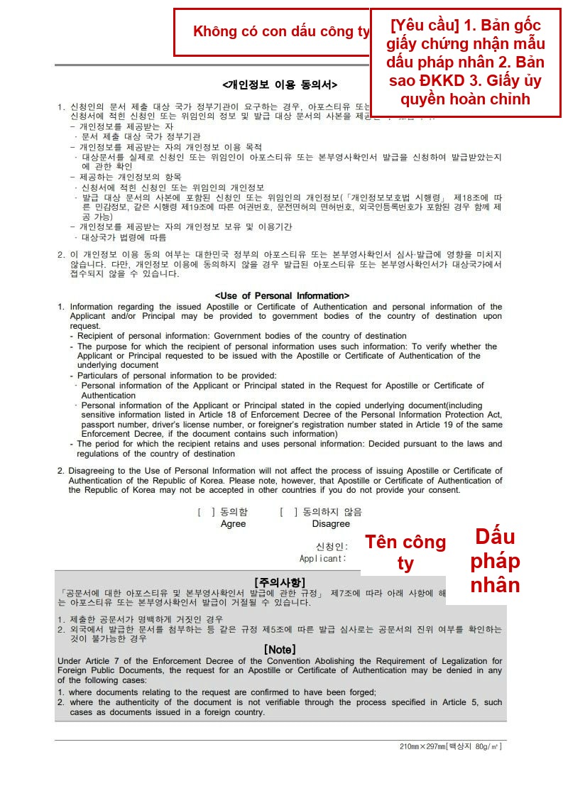Mặt sau — Không có con dấu công ty